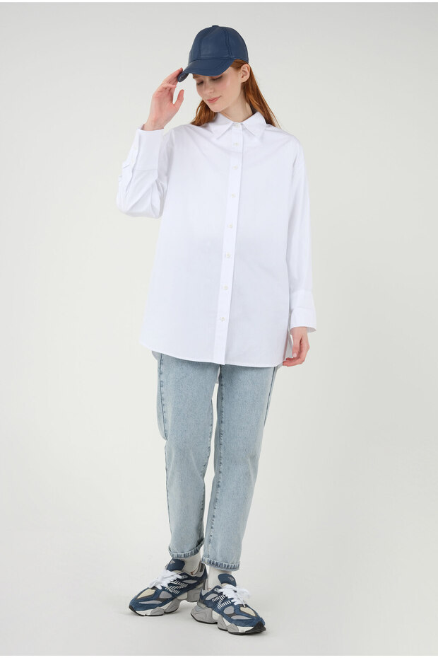 Poplin Gömlek Kısa Beyaz - 2