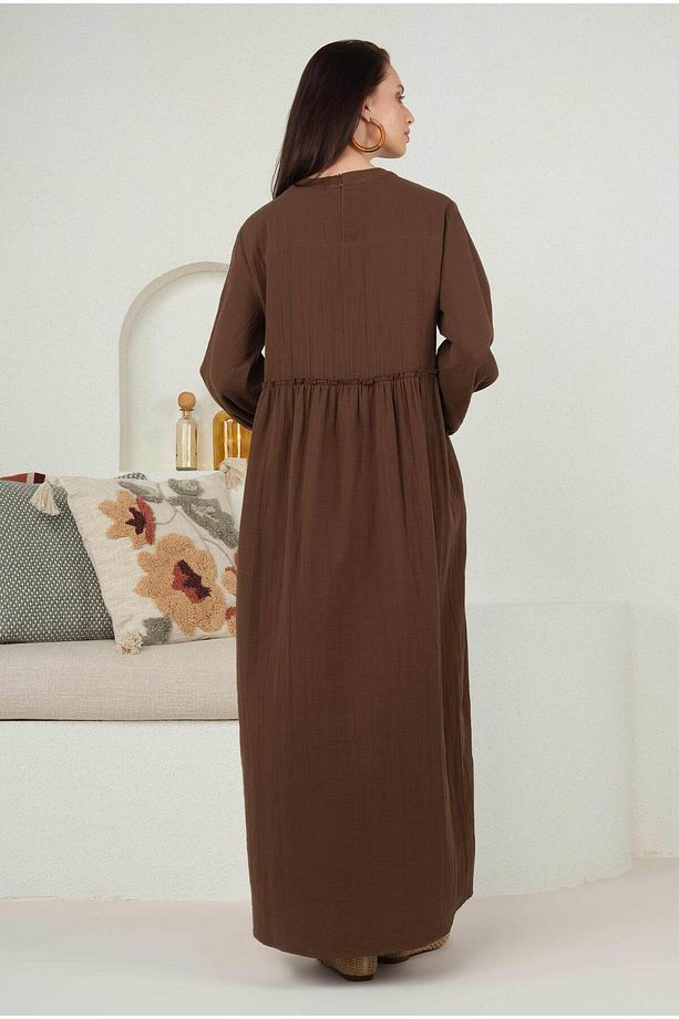 Müslin Elbise Acı Kahve - 5