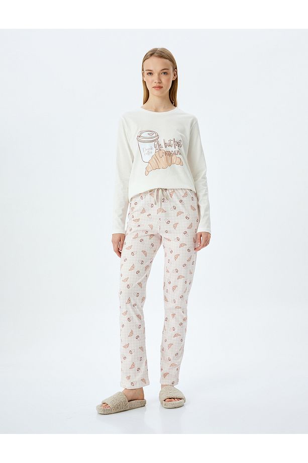 Pamuklu Grafik Baskılı Pijama Takımı - 3