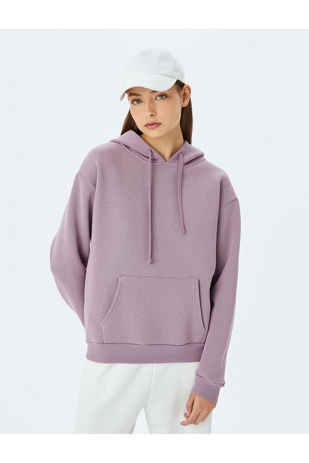 Kanguru Cepli Kapşonlu Oversize Basic Sweatshirt - 3