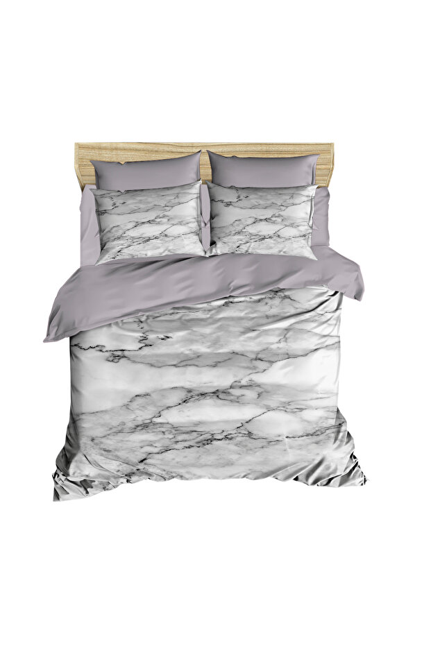 Beige White Marble 3D Digital Double Duvet Cover Pillow Set
