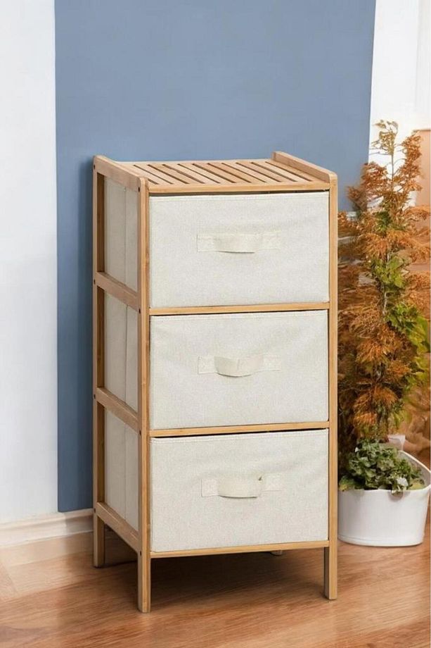 Bambu 3 Çekmeceli Dolap Organizer Çok Amaçlı Düzenleyici Şifonyer Db-0015 - 2