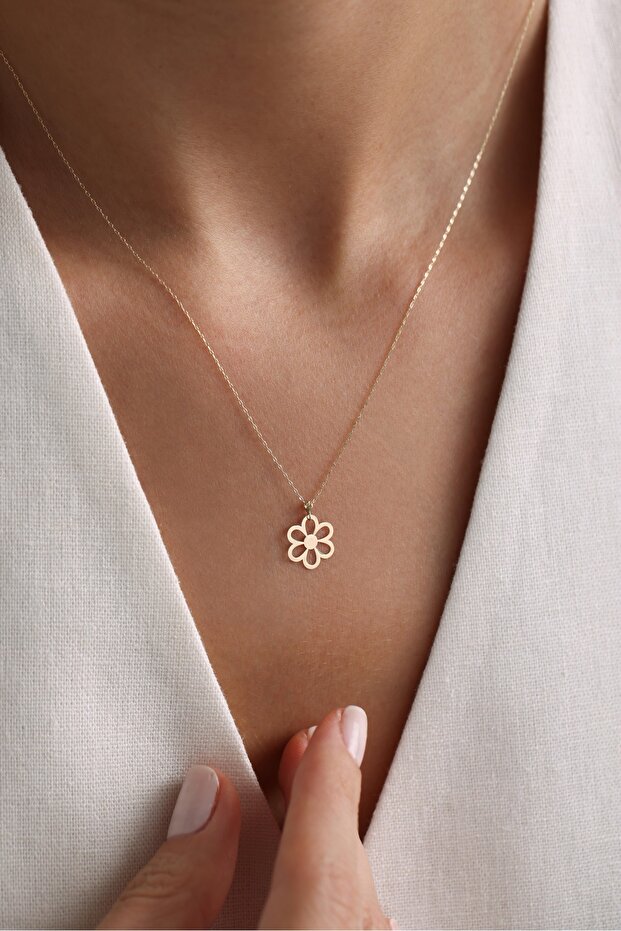 Altın Papatya Kolye - 5