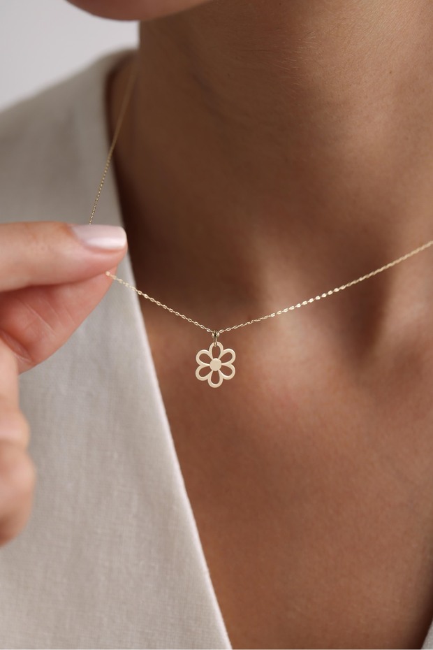 Altın Papatya Kolye - 4