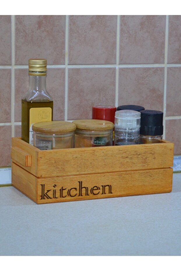 Wooden Kitchen Organizer Handmade Yellow Oak 24cm X 14cm (HEIGHT 8CM)