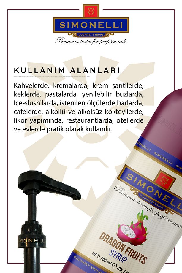 Kahve Ve Kokteyl Şurubu Ejder Meyvesi Aromalı 700 ml Pompa - 4