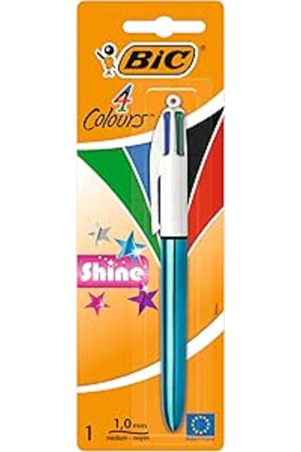 4 Colours Shine Retractable Ballpoint Pens with Medium Point (1.0 mm),Pack of 1