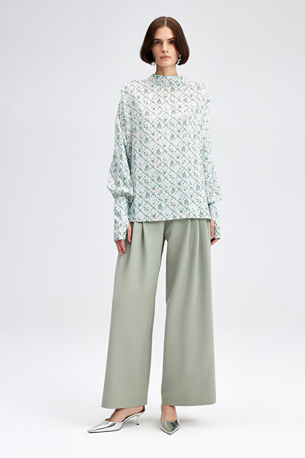 ROMANTIC FLOWER PATTERNED BLUZ - 1