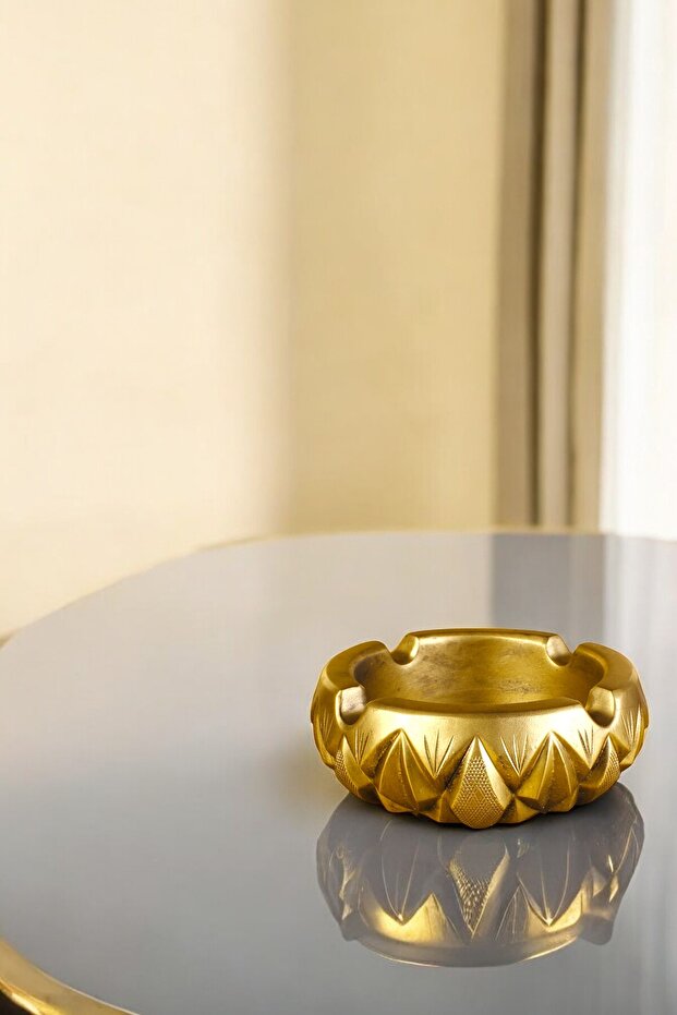 Küllük Altın Eskitme Kül Tablası Dekoratif Küllük Model 3 - 1