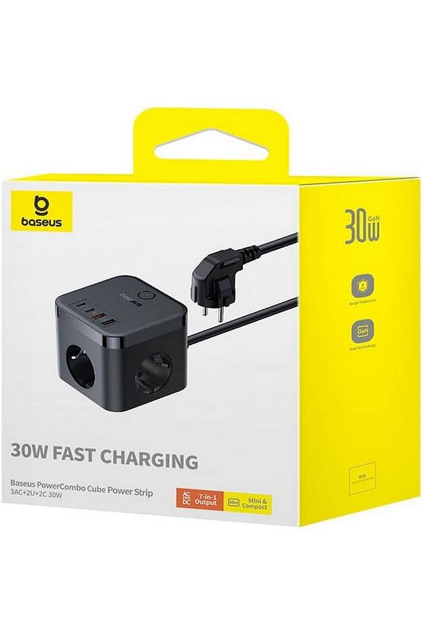 Power Combo Cube 3AC+2U+2C 30W Şarj Cihazı 1.5 Metre, Siyah - 6