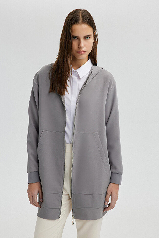ZIPPERED THIN CREPE JACKET - 2