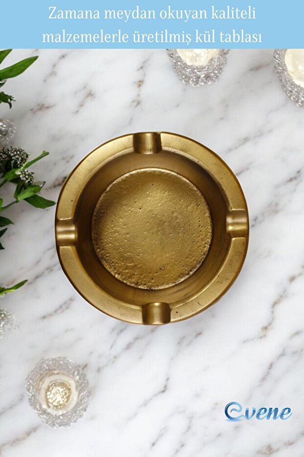 Küllük Altın Eskitme Kül Tablası Dekoratif Küllük Model 3 - 4