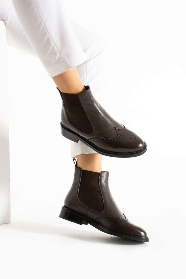 Brown Genuine Leather Women's Boots