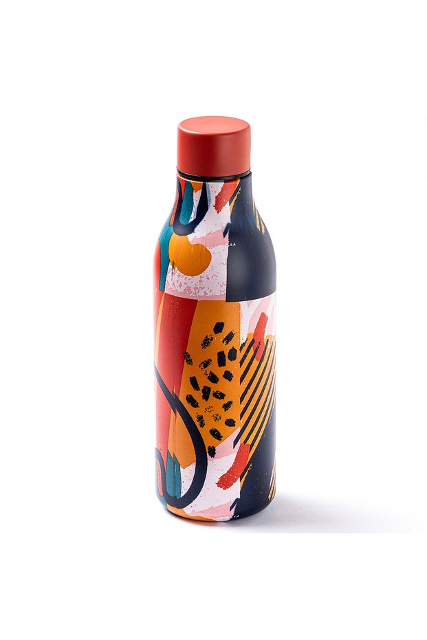 Red Patterned Stainless Steel Thermos 550ml