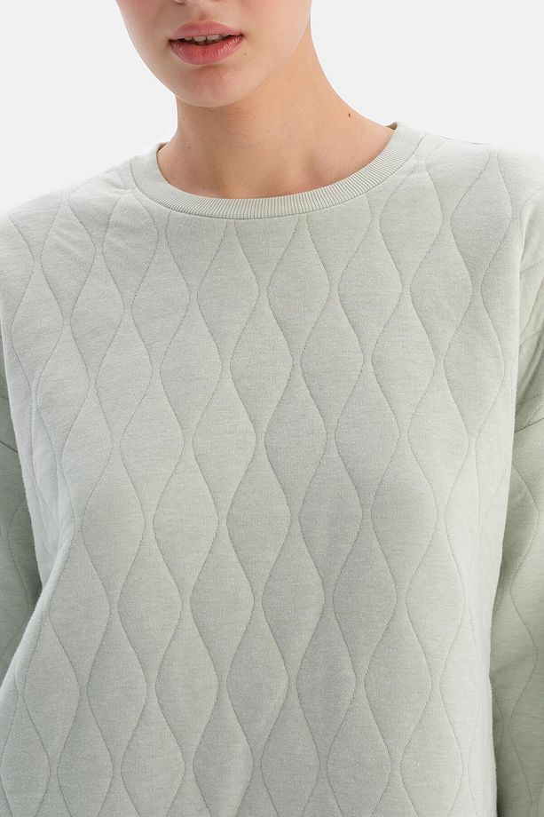 Açık Gri Kapitone Pijama Üstü - 5