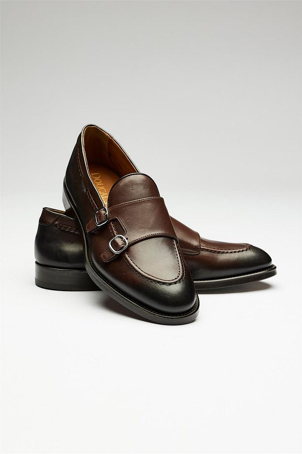 Kahverengi Double Monk Deri Loafer - 2