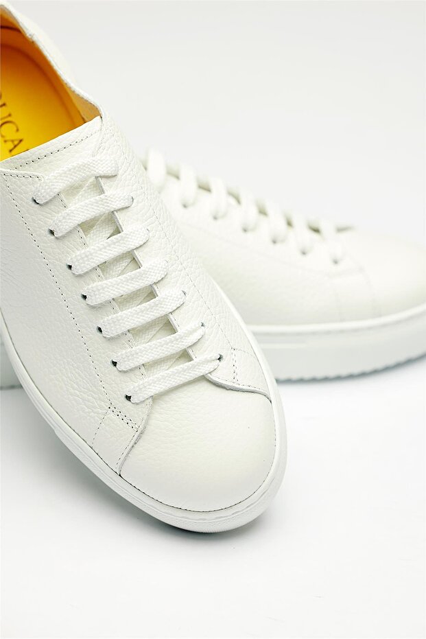 Beyaz Deri Sneaker - 4