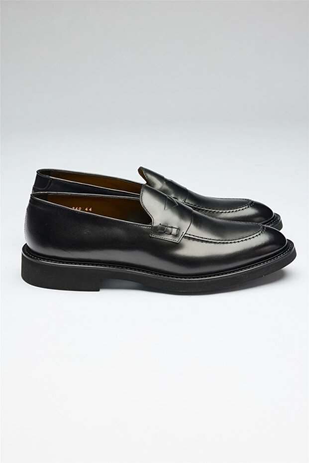 Siyah Deri Loafer - 1
