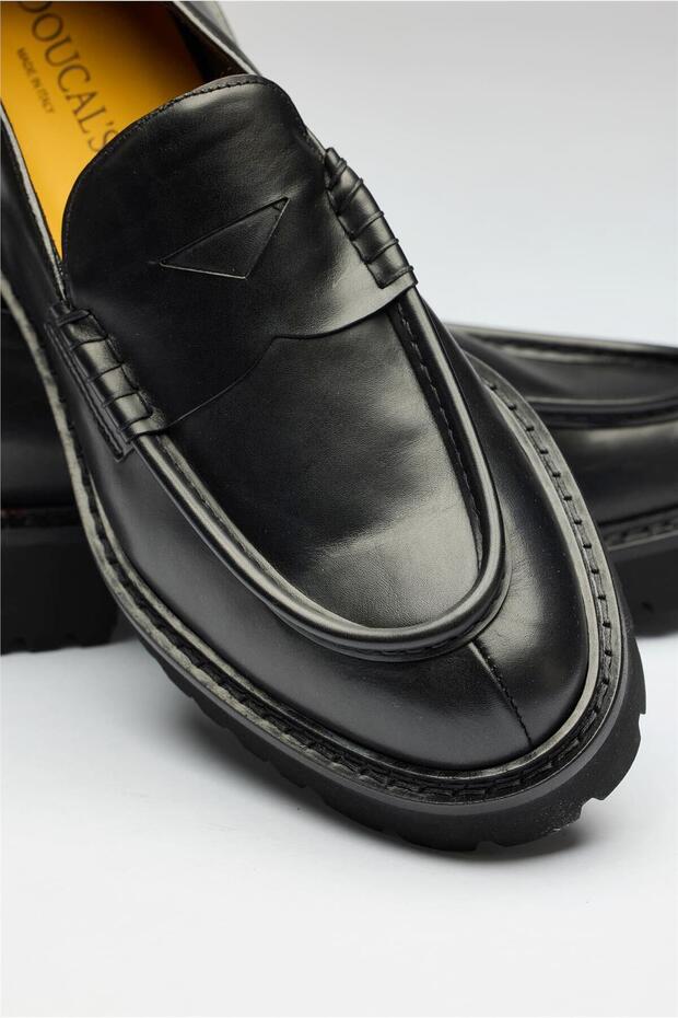 Siyah Deri Penny Loafer - 3