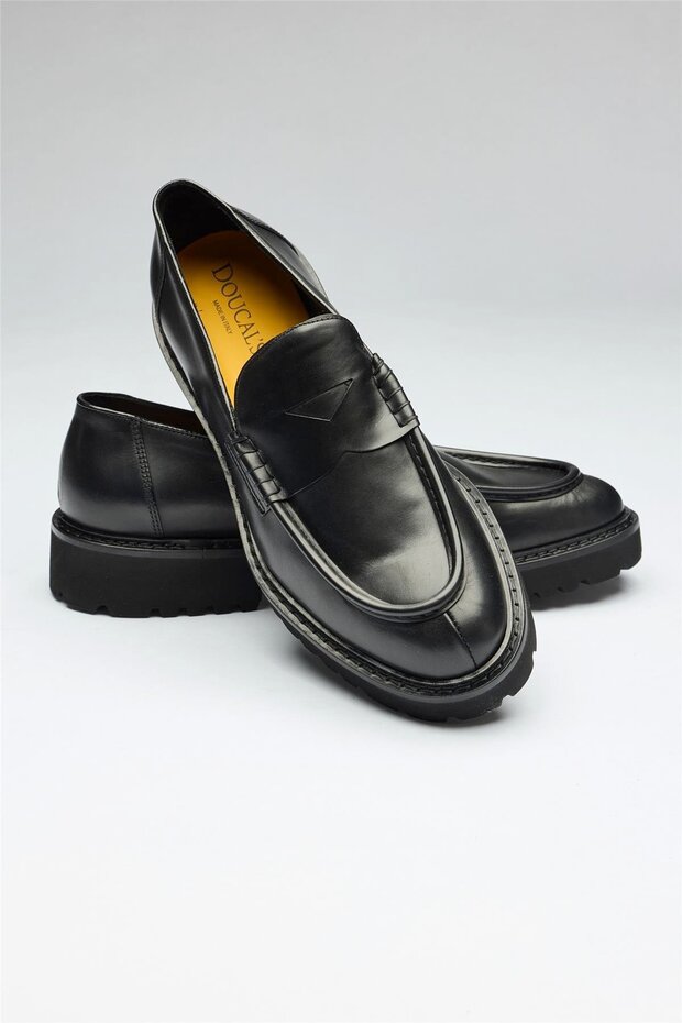 Siyah Deri Penny Loafer - 2