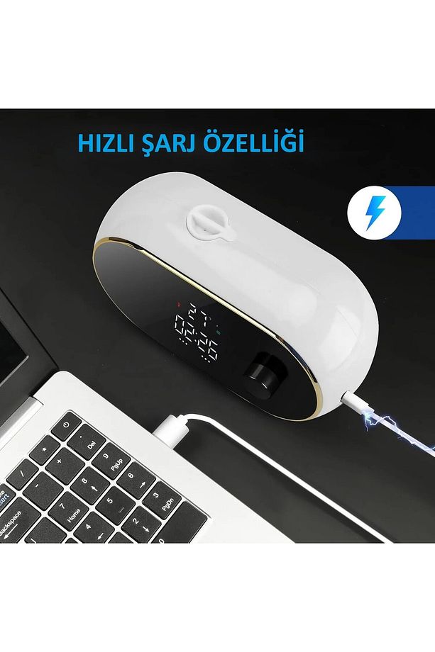 Modern Stil Duvara Monte USB Şarjlı LCD Dijital Ekran Otom. Temassız Sensörlü Köpük Sabunluk 450ml - 9