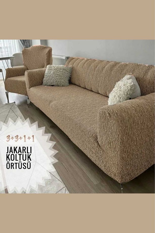Koltuk Örtüsü Kanepe Çekyat Örtüsü Çubuk Desen Esnekli Eteksiz 3 3 1 1 Takım Için - 1