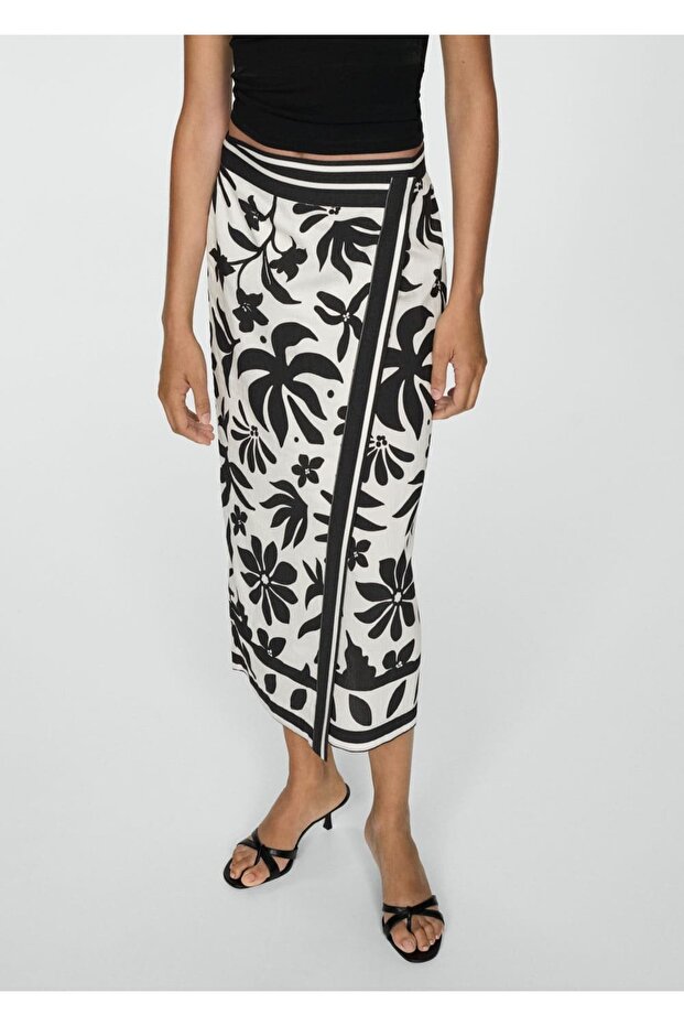 Çiçek Desenli Anvelop Etek - 1