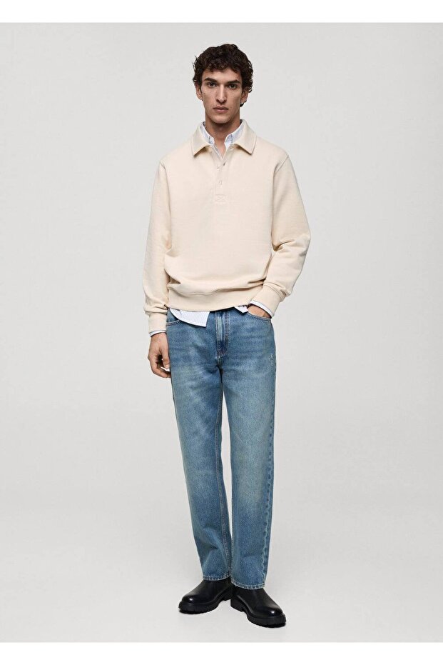 Regular kesim pamuklu polo sweatshirt - 2