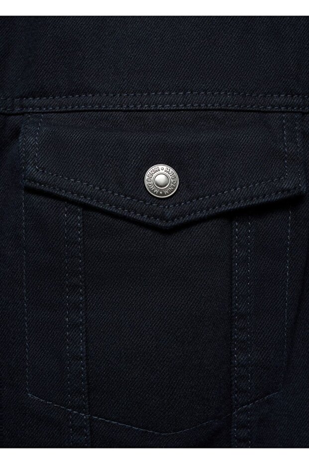 Kürk yakalı denim mont - 5
