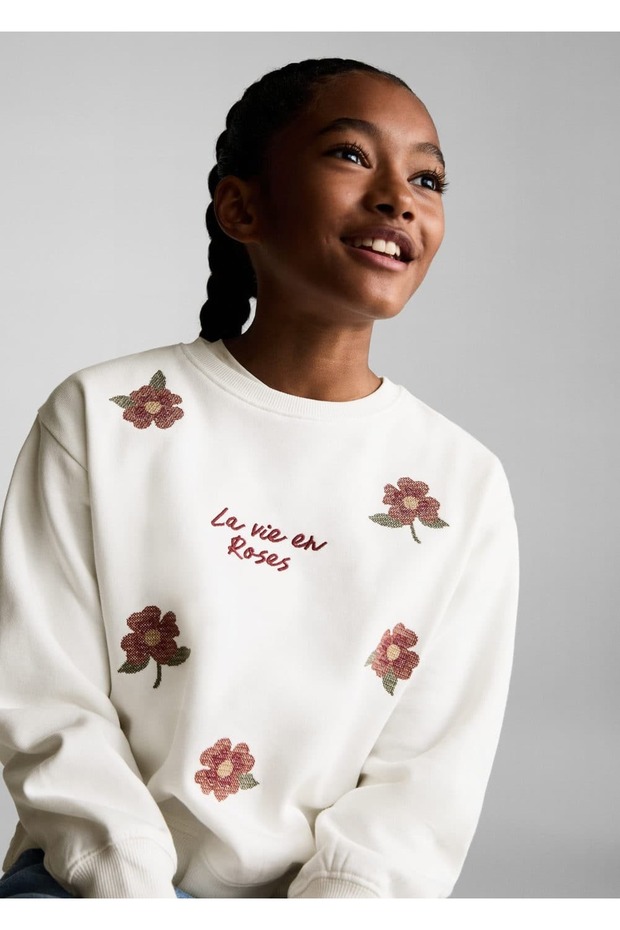 Çiçek işlemeli sweatshirt - 8