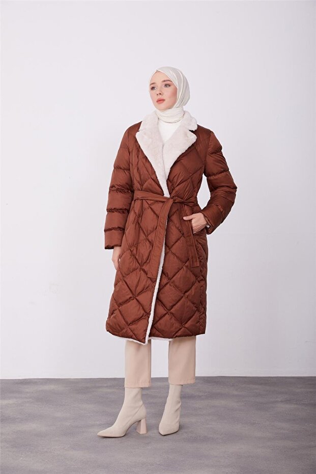 معطف مبطن - بني، موديل 23kd6405