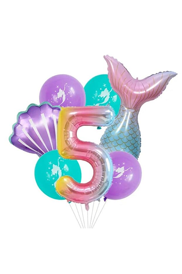 Sea Girl Themed Numbered Age Balloon Set