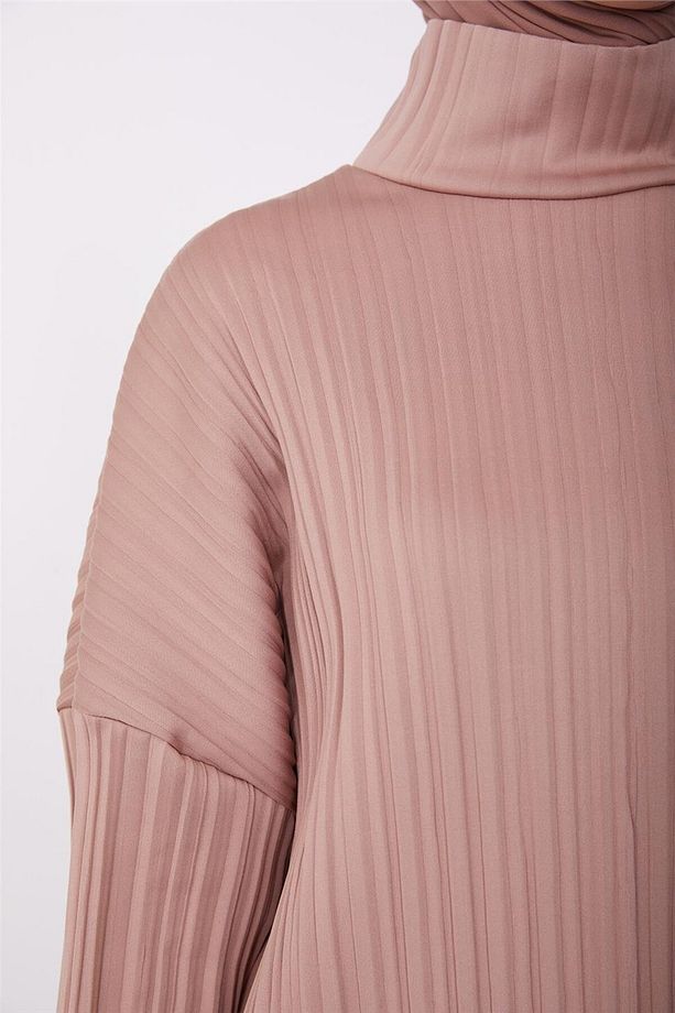 Pliseli Örme Kumaşlı Bluz 23k3217 Latte - 5