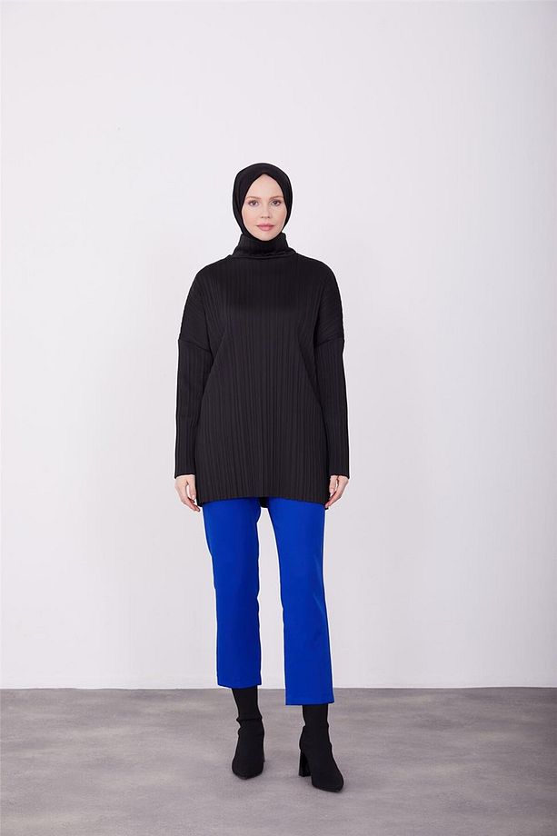 Pliseli Örme Kumaşlı Bluz 23k3217 Siyah - 2