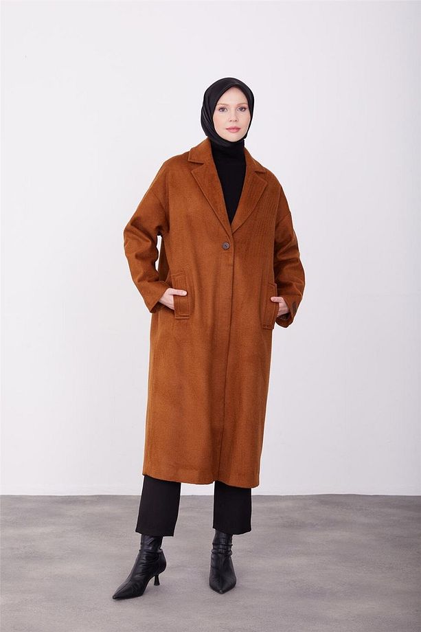 Tek Düğmeli Kaban 23k7202 Taba - 3