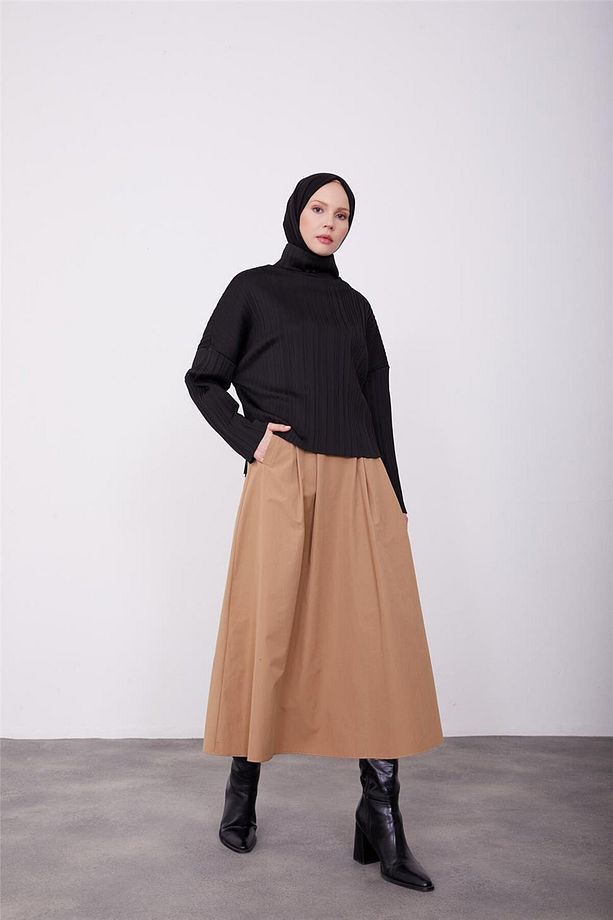 Pliseli Örme Bluz 23k3216 Siyah - 3