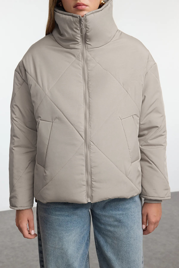 Wodoodporny, oversize'owy, pikowany płaszcz z norek - Twoaw24Mo00146 - 3