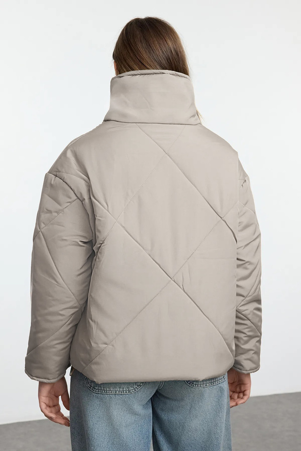 Wodoodporny, oversize'owy, pikowany płaszcz z norek - Twoaw24Mo00146 - 5