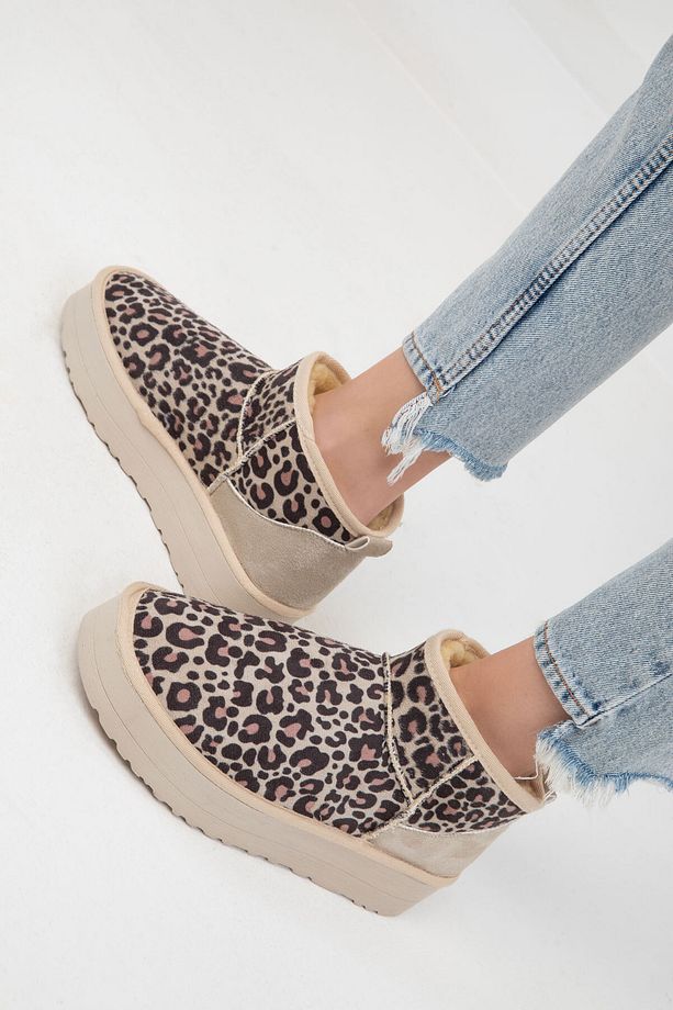 Bej Leopar Kadın Bot & Bootie 20026 - 4