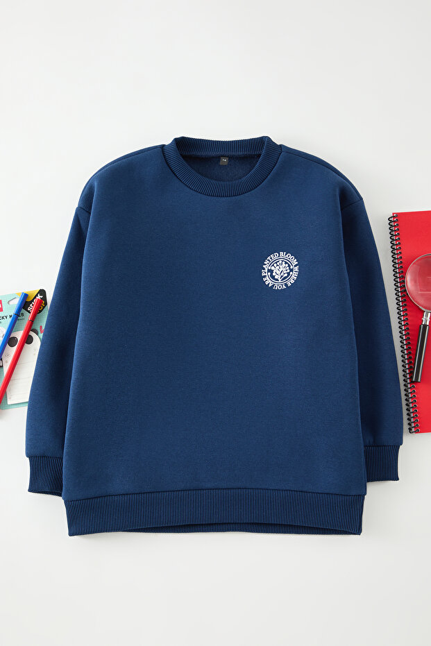 Indigo Erkek Çocuk Baskılı Örme Mini Me Sweatshirt TKDAW25SW00109 - 1