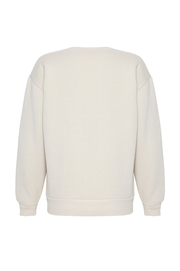 Taş Animal Nakışlı Regular/Normal Kalıp Kalın İçi Polarlı Örme Sweatshirt TWOAW24SW00196 - 6
