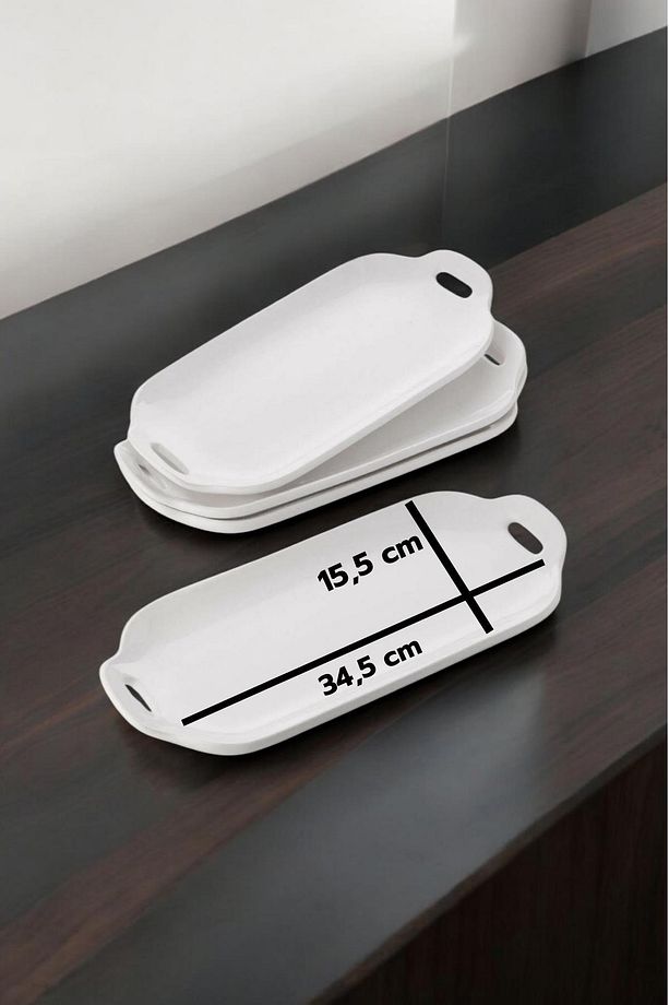 6 lı Tavuk Dünyası Model Oval Kulplu Tabak - Kayık Servis Sunum Tabağı - 2