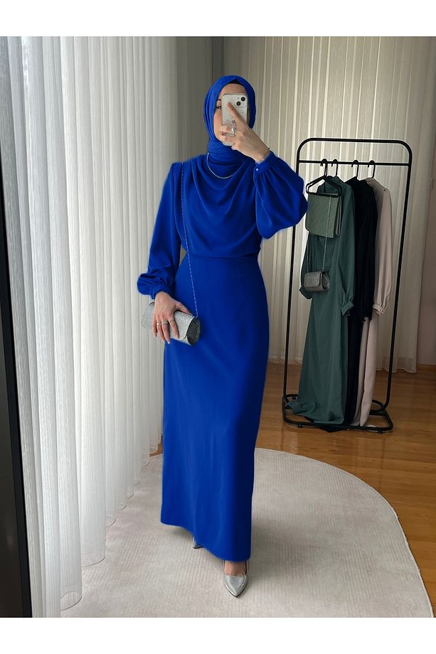 Drape Krep Tesettür Abiye - 1