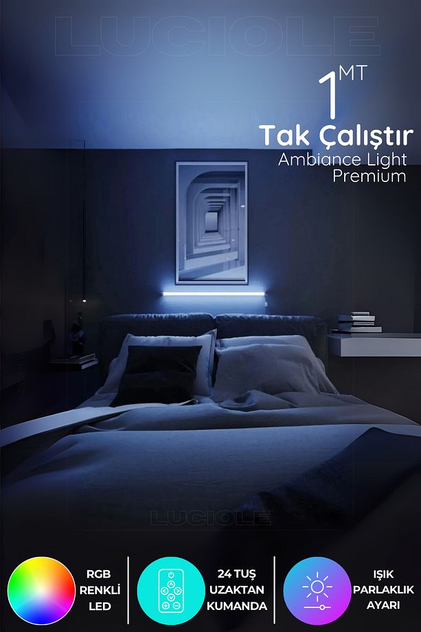 Rgb Led Abajur Aplik Gece Lambası Lambader Renkli Uzaktan Kumandalı Işık - Ledtube1 - 1