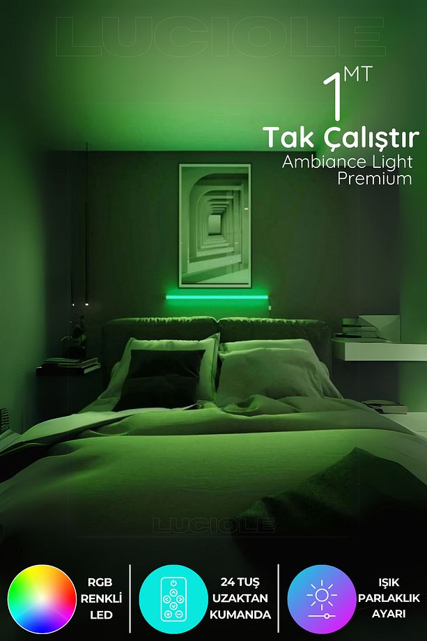 Rgb Led Abajur Aplik Gece Lambası Lambader Renkli Uzaktan Kumandalı Işık - Ledtube11 - 1