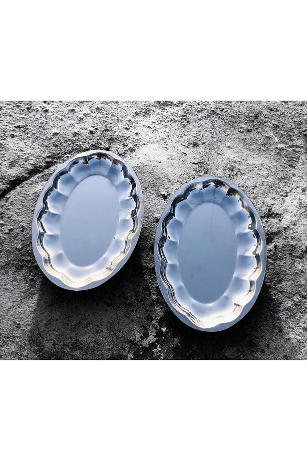 Çelik Dilimli Kayık Tabağı  Kalın Çelik Kayık Tabağı,Salata,Servis,Makarna Sunum Tabağı No:1  20 cm - 4