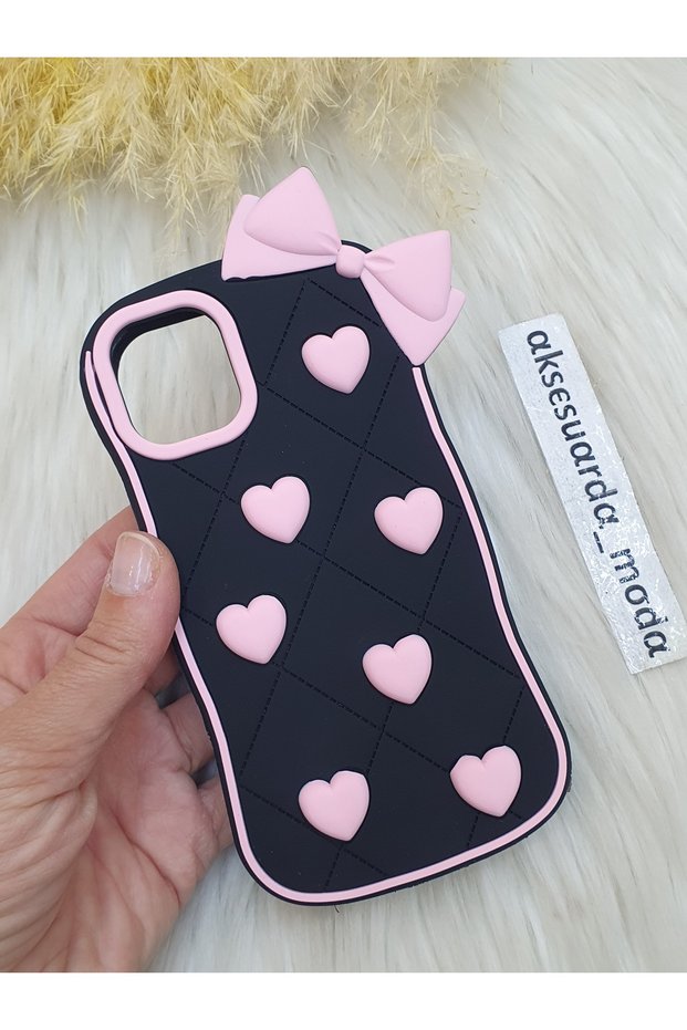 iPhone 11 Compatible Bow and Heart Detail Dumpling Silicone Case