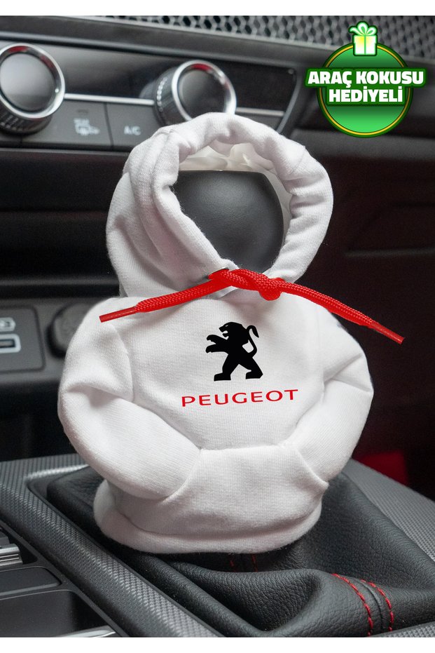 Peugeot Logo White Red Gear Shift Hoodie Car Gear Shift Outfit Shifter Fleece Auto Accessory Gear Shift Knob