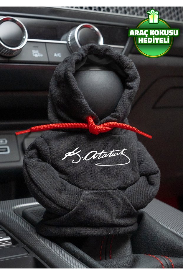 Ataturk Signature Black Red Gear Shift Hoodie Vehicle Shifter Outfit Shifter Fleece Auto Accessory Gear Shift Knob