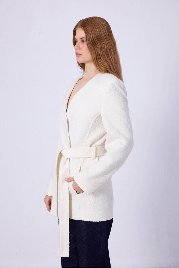 Boucle Belted Jacket - 5
